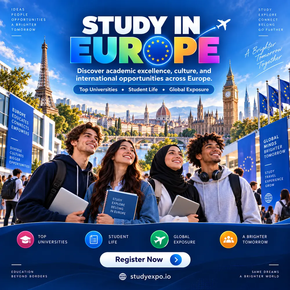 World Study Expo poster: study in Europe, academic excellence and international opportunities